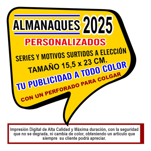 Almanaques 2026 Personalizados +1 Perforado Colgar 200 Udad Con Fotos Surtidas A Elección Tu Publicidad Comercial