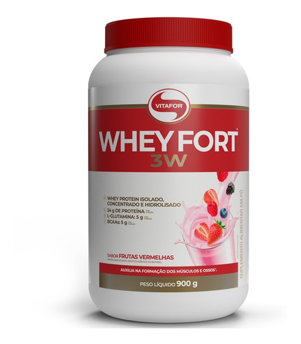 Whey Fort 3w 900g - Vitafor Concentrado Isolado Hidrolisado