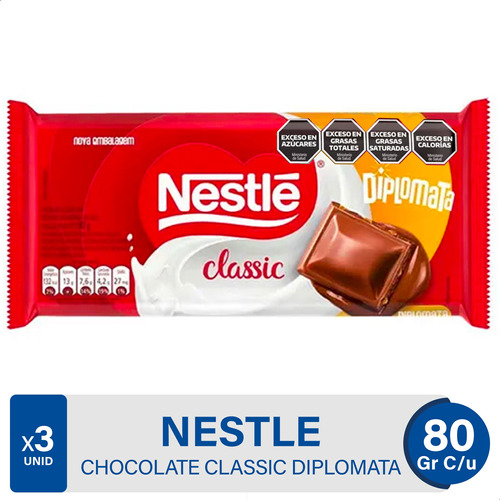 Chocolate Nestle Classic Diplomata Cremoso Catañas Caju X3