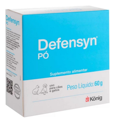 Suplemento Alimentar Para Cães E Gatos Defensyn 60g Konig