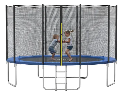 Trampolín Vanlig 12 Pies (3.65m) con Red de Seguridad y Escalera Incluida, Estructura de Acero Galvanizado Anticorrosión, Protección UV y Diseño Estable para Capacidad Familiar de 180 kg