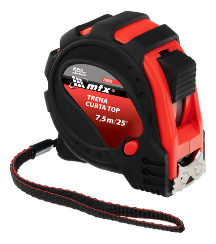 Trena Curta 7,5m 25mm Fita Metal Com Gancho Magnetico Mtx