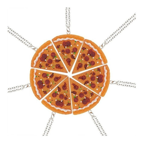 Set De 7 Collares Con Dije En Forma De Pizza Amigos De Color