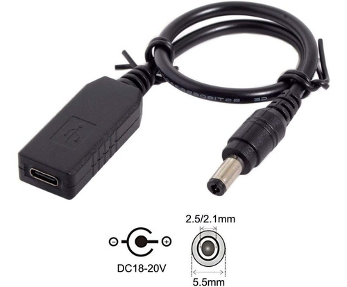 Cable Usb 3.1 Tipo C Usb-c A Dc 20v 5.5 2.5 Mm Y 2.1 Mm