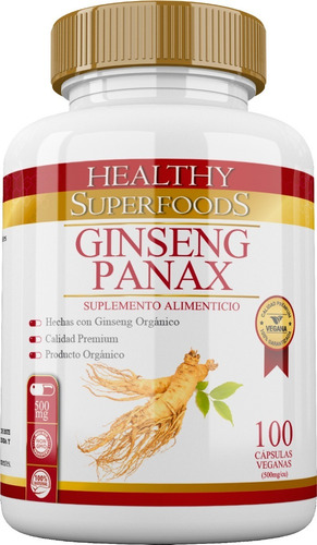 Ginseng Panax Premium 100 Cápsulas 500mg Sabor Natural