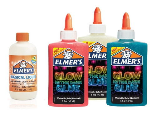 Kit Elmers Slime Activador  + 3 Adhesivos Glow In The Dark