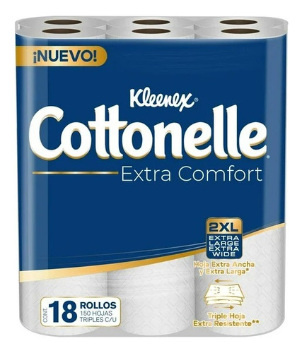Papel Higiénico Kleenex Cottonelle Extra Comfort 18 Rollos X