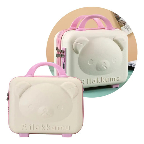 Mini Valija De Mano Cabina Beige Y Rosa Rigida Portatil Viaje Oso Veoquiero