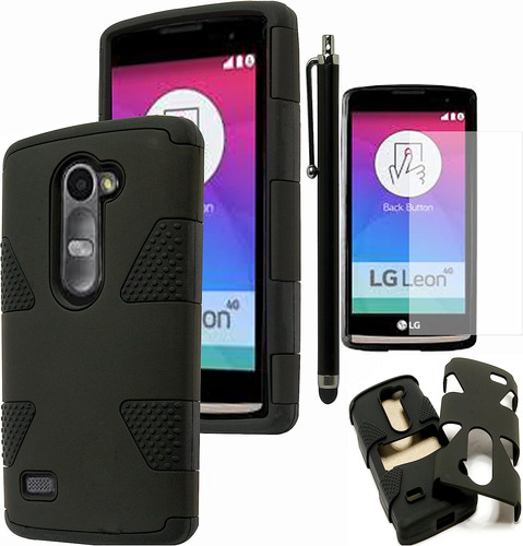 Bastex Para LG Leon C40 Phone Case, Hybrid Soft Black Silico