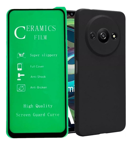 Funda Siliconada + Vidrio Ceramic Para Redmi A3