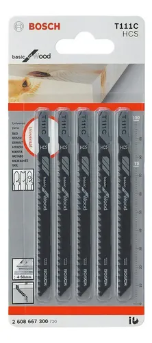 Hoja Sierra Caladora X 5 Uni Para Madera Blanda Bosch T111c