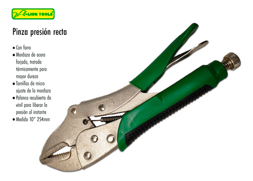 Pinza Perra Presión 10 Mordaza Recta Mango Forrado