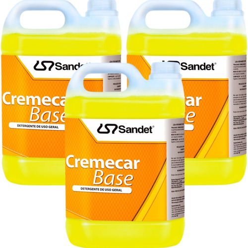 3- Shampoo Automotivo Cremecar Base Concentrado Sandet 5l