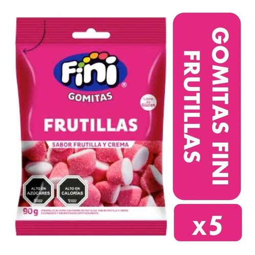 Pack 5 Gomita Fini Frutilla Crema Gluten Free Mega Deliciosa