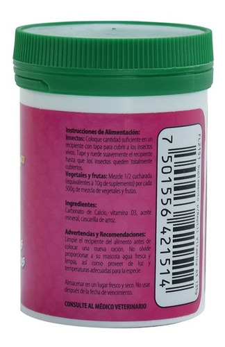 Imagen 2 de 4 de Suplemento Polvo Calcio + Vitaminas Para Reptiles Y Anfibios
