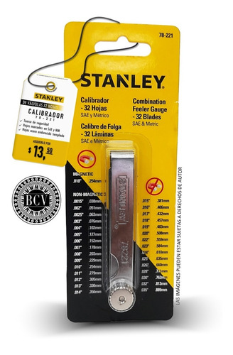 Calibrador De Válvulas De 32 Hojas Stanley 78-221 Sae/mm