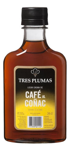 Licor Tres Plumas Café Al Coñac 200 Ml Pack X 6 Petacas