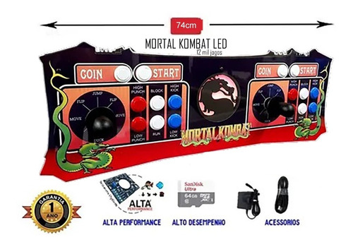 Imagem 1 de 4 de Pix Promo - Fliperama Portátil Mortal Kombat Rgb, Sensor