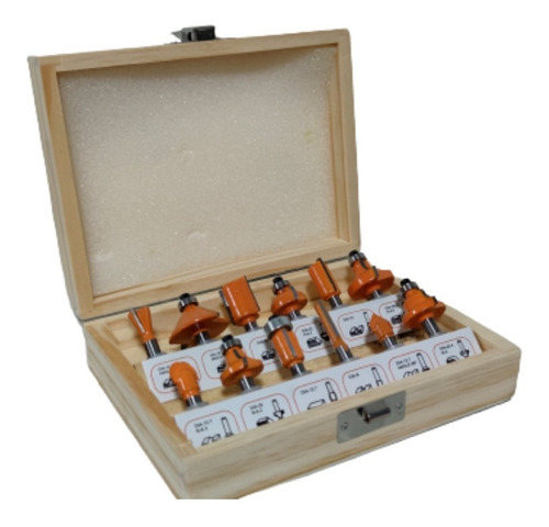 Imagen 2 de 4 de Kit Set Juego De Fresas 12 Piezas 1/4 Tupi Router Crowman