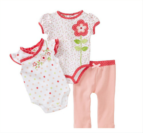 Conjunto Bebé Niña 3 Piezas : 2 Bodys Y Pantalón En Algodón 