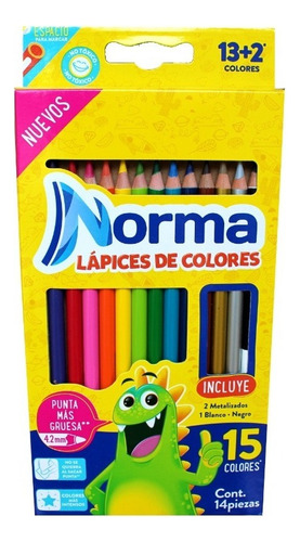 Lápices De Colores Norma Largos Redondos 15 Colores