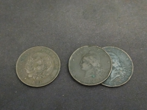 Moneda: Argentina 2 Centavos 1891 (3 Unidades)