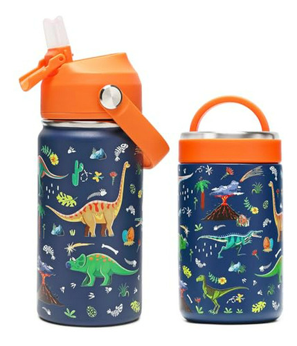 Set De Termo Kids  14oz Con Botella De Agua Para Niños Compa