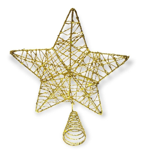 Estrela Vazada Glitter Ouro Espiral Topo Árvore Natal Festa