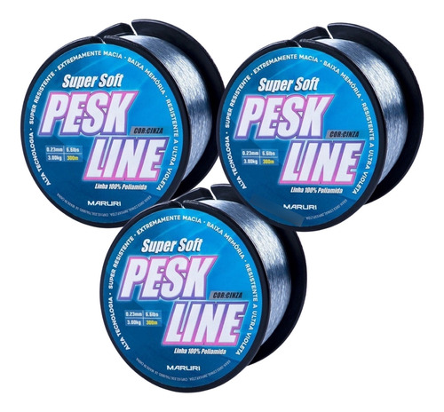 03 Linha Monofilamento 300m Pesk Line 0,23 Baixa Memória