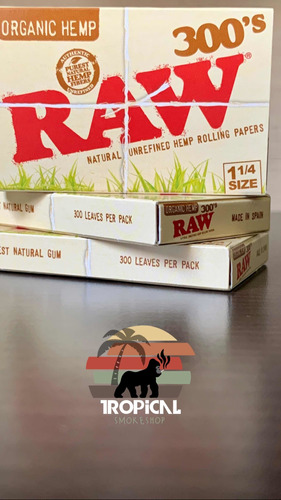 Imagen 1 de 4 de Rolling Paper Raw 300 Organic Hemp 1 Y 1/4 Al Mejor Precio!!