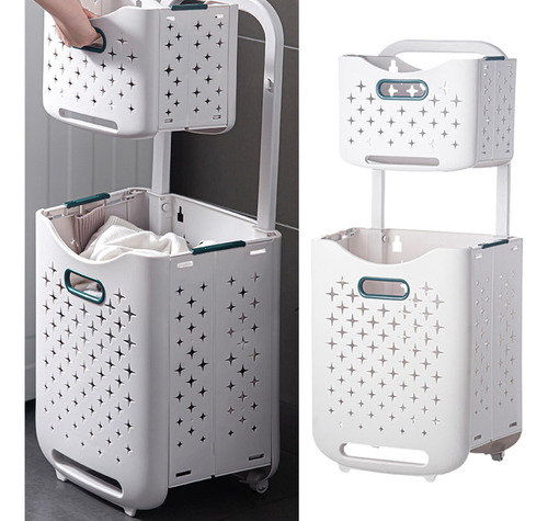 Cesta De Almacenamiento De Ropa Sucia Multiusos Con Ruedas 2