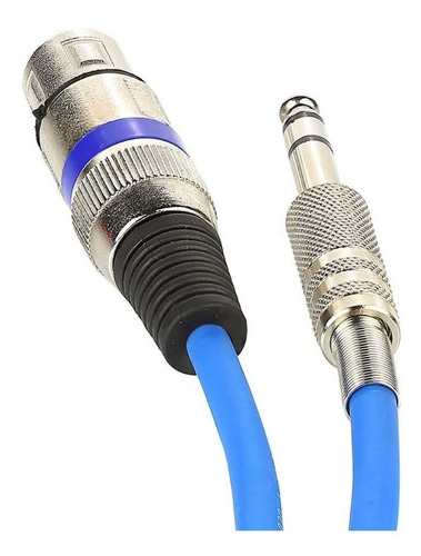 Cabo De Microfone Xlr Para P10 Estereo - Azul - 3 Metros