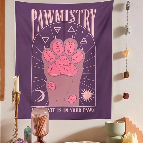 Tapiz Paño Cat Pawmistry Quiromancia Pata Gato - Grande