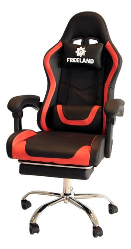 Silla de escritorio Freeland G-2 gamer ergonómica  negra y roja con tapizado de cuero sintético