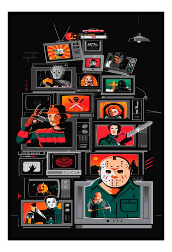 Cuadro Premium Poster 33x48cm Iconos De Terror Cine Arte