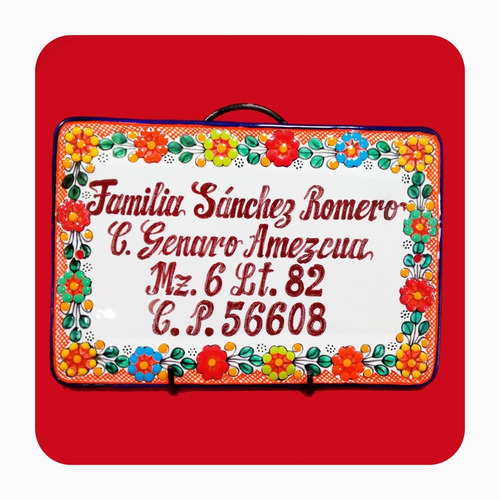 Imagen 4 de 7 de Placa Talavera Poblana Personalizada Rectangular 30x22cm Plc