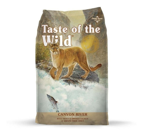 Alimento Taste of the Wild Canyon River Feline para gato sabor trucha y salmón ahumado en bolsa de 6.6kg