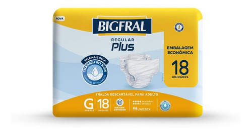 Imagem 2 de 6 de Kit Fralda Bigfral Regular Plus Tamanho G - 72 Unidades