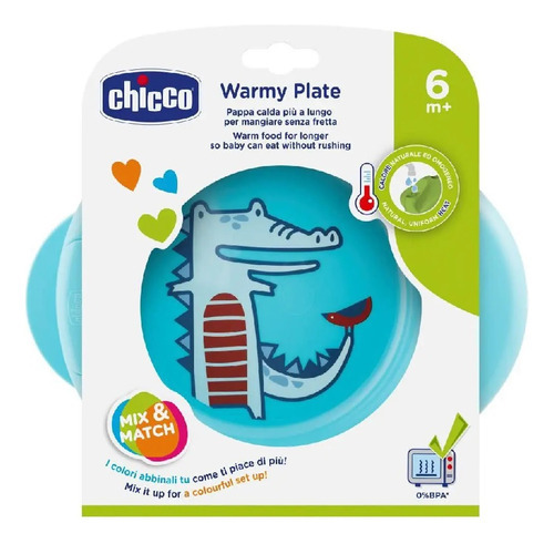 Prato Termico Chicco 6m+ Jacare Azul Warmy Plate