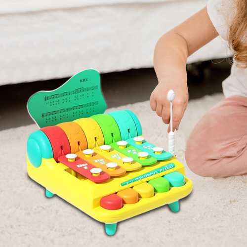 Xilófono 2 En 1 Para Niños, Juguetes 5 Claves Amarillo