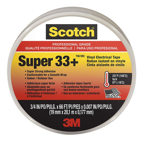 Teipe Scotch Super 33+ 3m 3/4 De 20 Mtrs Alta Temp Pack 2