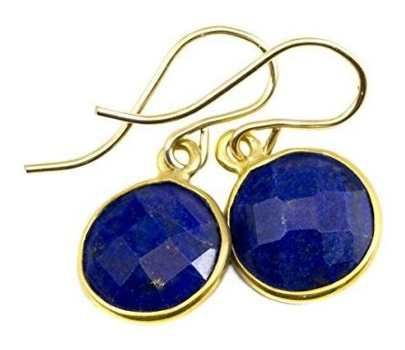 Forma Oro 14k Lapis Pendientes Azules Lapislázuli Tallado Al