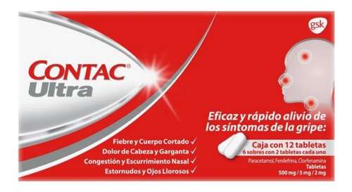 Pastillas Antigripales Contac Ultra 12 Tabletas