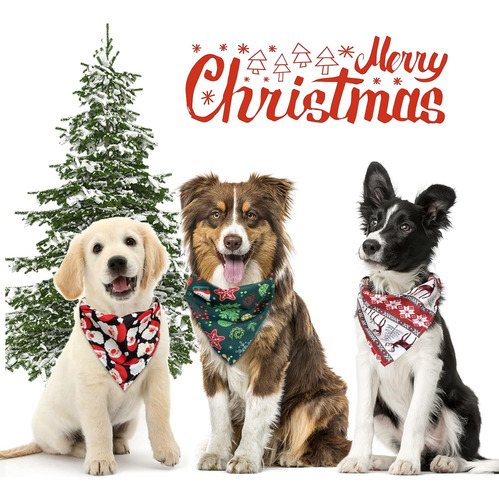Bandanas Para Perros (paquete De 9), 3 Bandanas De Navidad P