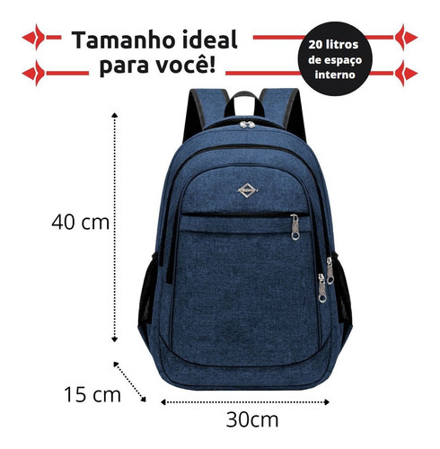 Kit Bolsa Masculina Necessaire Armazenamento Mochila Moderna Cor Azul