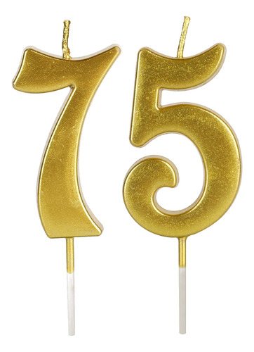 Vela Cumpleaño Numero 75 57 Para Decoracion Tarta Purpurina