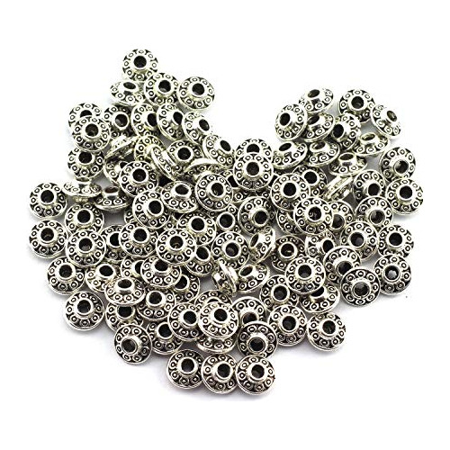 100 Pcs 6 Mm Cuentas Espaciadoras Forma De Platillo Pla...