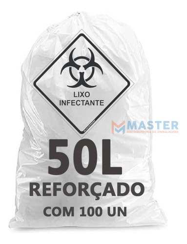 Imagem 3 de 6 de 100 Saco Lixo Hospitalar Infectante 50 Litros 63x80 C/ Nota