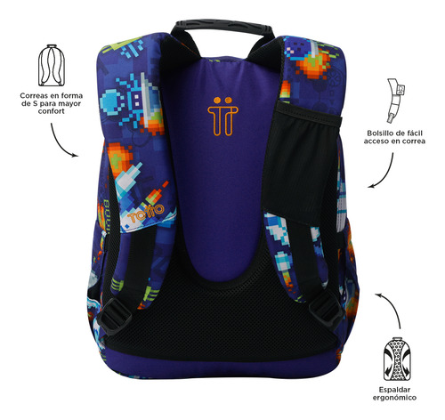 Mochila Escolar Para Niño Notebook 13 Gommas Totto