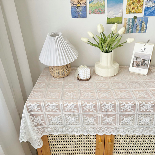 Mantel De Encaje Retro Rectangular Para Mesa De Café Y Comed